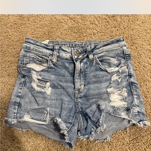 American Eagle Outfitters Blue Distressed Jean Shorts